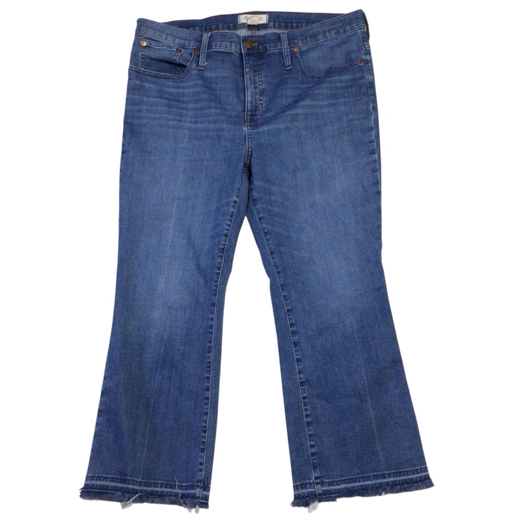 Madewell Cali Demi-Boot High Rise Raw Hem Crop Jeans Medium Wash Size 33P